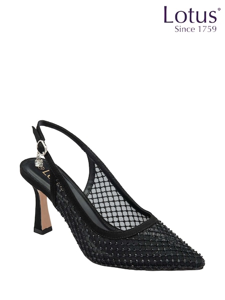 Lotus Black Slingback Court Shoes (F45717) | £70