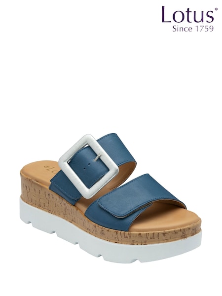 Lotus Blue Leather Mules Sandals (F45720) | £60