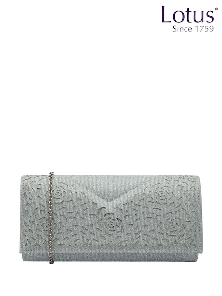 Lotus Silver Clutch Bag with Chain (F45773) | £50