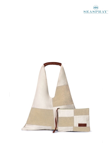 Seaspray Blue Calala Patchwork Beach Bag And Purse Set (F45805) | £50
