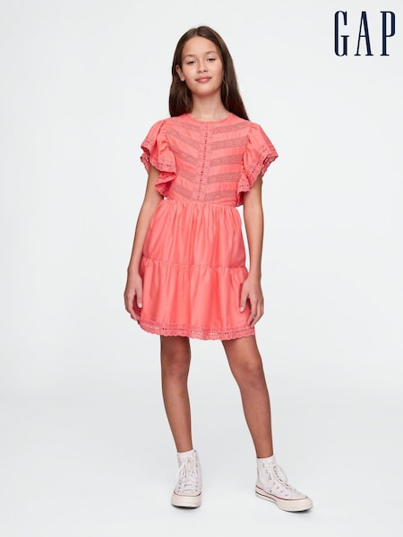 Gap Orange Lace Tiered Ruffle Dress (4-13yrs) (F45832) | £35