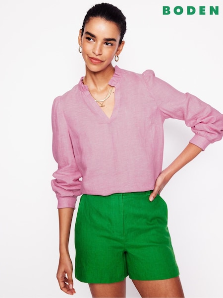 Boden Pink Grace 100% Linen Top (F45850) | £86