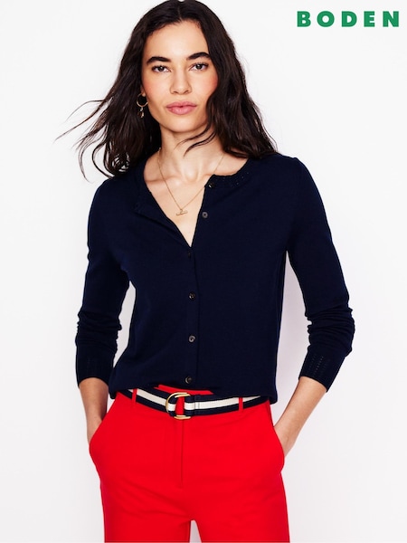Boden Blue Emilia Cotton Crew Cardigan (F45856) | £66