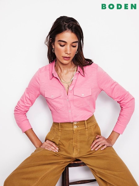 Boden Pink Amy 100% Cotton Jersey Shirt (F45859) | £52