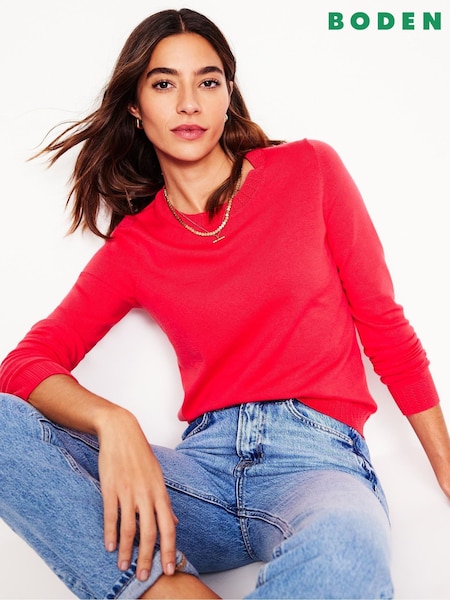 Boden Pink Emilia Cotton Crew Jumper (F45879) | £60