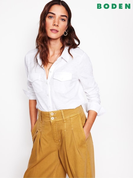 Boden White Amy 100% Cotton Jersey Shirt (F45883) | £52