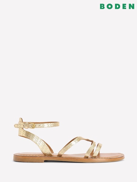 Boden Gold Casual Flat Sandals (F45894) | £90
