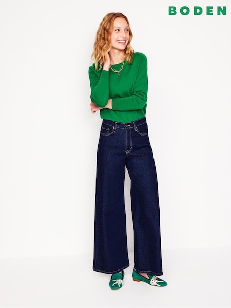 Boden Green Emilia Cotton Crew Jumper (F45897) | £60