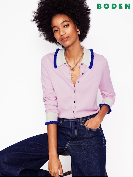 Boden Pink Frilled Blend Jumper (F45954) | £86