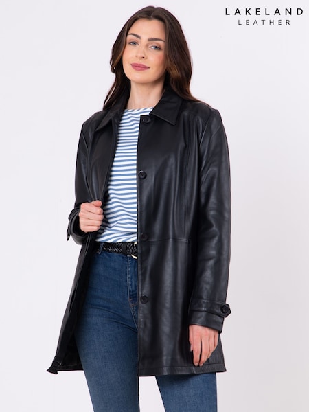 Lakeland Leather Black Bilsco Longline Jacket (F46036) | £329