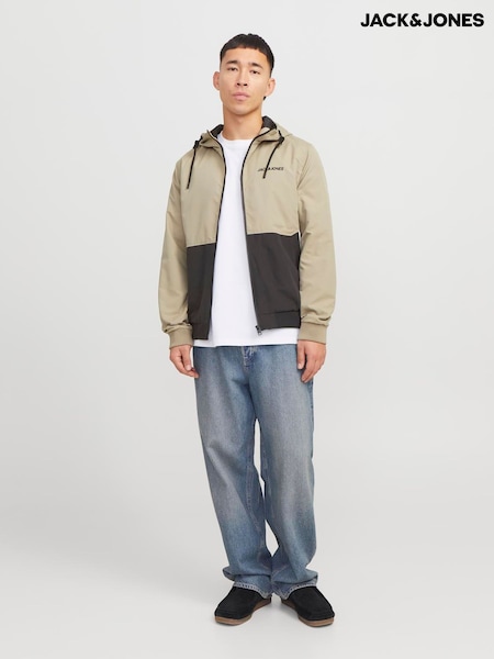 JACK & JONES Grey Hooded Zip Up Bomber Jacket (F46169) | £45