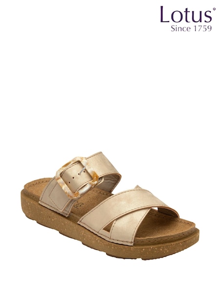 Lotus Gold Open Toe Mule Sandals (F46177) | £45