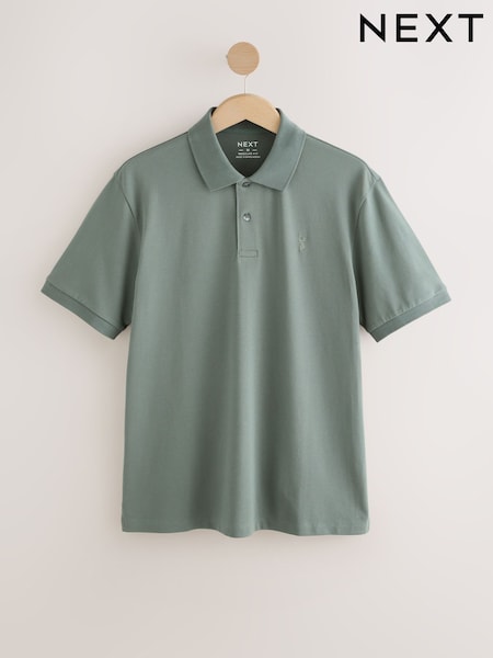 Green Sage Regular Fit Short Sleeve Pique Polo Shirt (F46202) | £18
