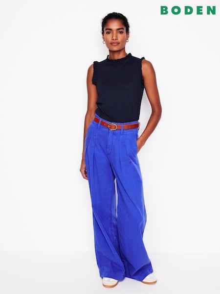 Boden Blue Supersoft Frill Detail Vest (F46222) | £26