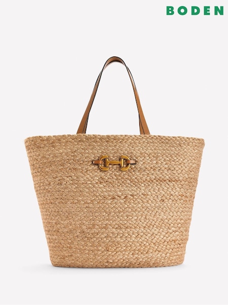 Boden Natural Woven Snaffle Tote Bag (F46280) | £76