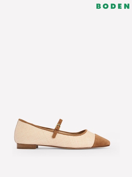 Boden Natural Penelope Mary Jane Flats (F46284) | £112