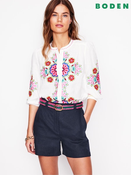 Boden Blue Westbourne 100% Linen Shorts (F46289) | £76