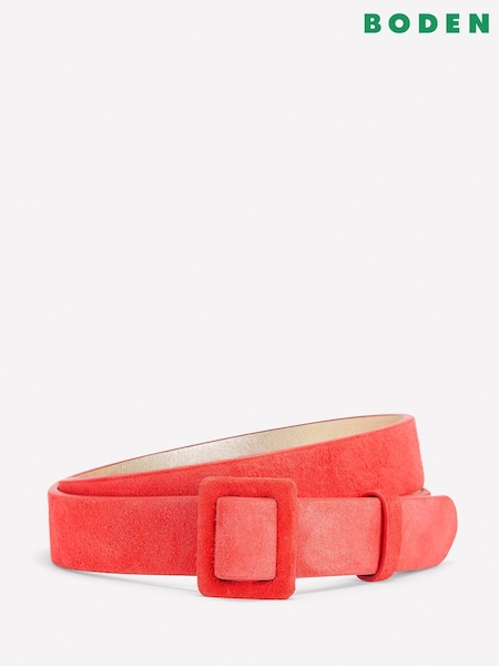 Boden Red Suede Skinny Buckle Belt (F46290) | £46