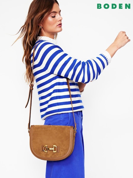 Boden Brown Snaffle Leather Satchel 100% Cotton Brown Bag (F46311) | £150
