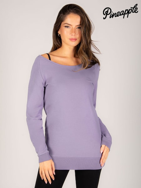 Pineapple Purple Womens Off Shoulder Longline Sweatshirt (F46400) | £30