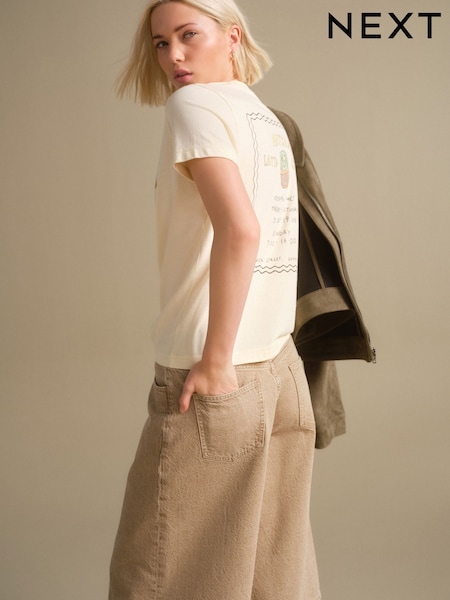 Graphic Matcha Yellow Essential Pure Cotton Short Sleeve Crew Neck T-Shirt (F46408) | £8