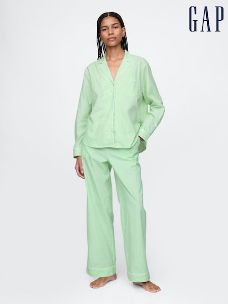Gap Green Stripe Trouser Cotton Poplin Pyjama Bottoms (F46425) | £30