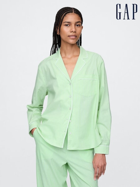 Gap Green Stripe Long Sleeve Poplin Pyjama Shirt (F46429) | £21