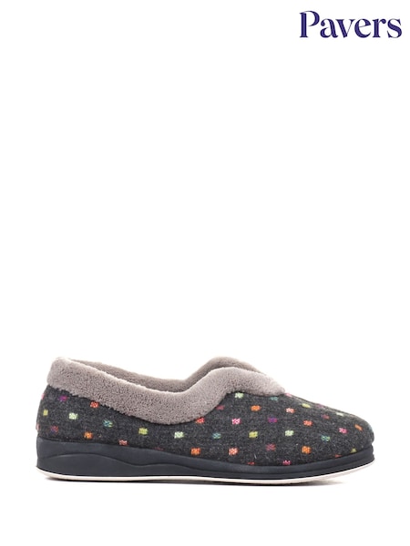 Pavers Grey Polka Dot Slippers (F46438) | £25