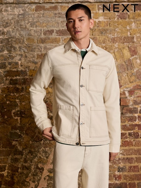 Ecru Chore Style Denim Shacket (F46484) | £45
