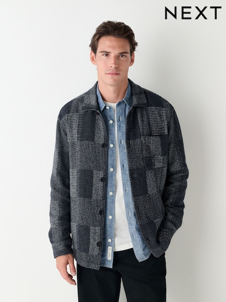 Grey Patchwork Style Check Shacket (F46497) | £55