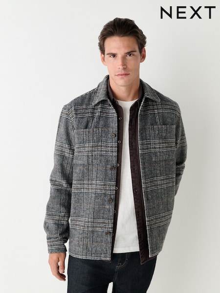 Grey Check Shacket (F46499) | £48