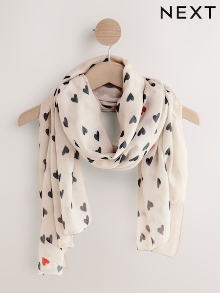 Navy Hearts Lightweight Scarf (F46507) | £14
