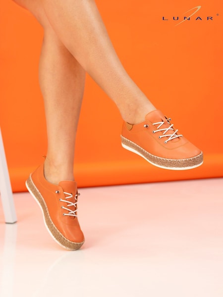 Lunar Orange Evie Leather Plimsoll Shoes (F46557) | £45