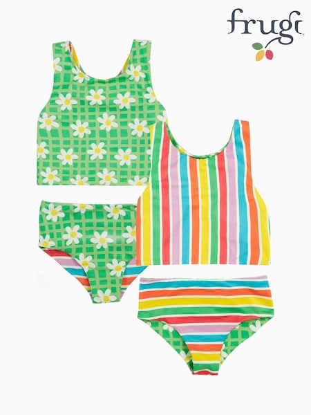 Frugi Green Rainbow Flower Reversible Tankini (F46801) | £30 - £32