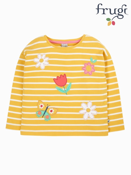 Frugi Kids Yellow Tori Appliqué 100% Organic Cotton Top Clothing (F46834) | £24 - £26