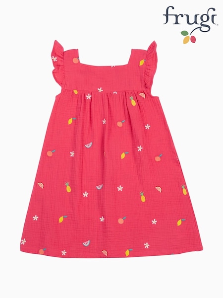 Frugi Pink Asha Muslin 100% Organic Cotton Dress (F46863) | £34 - £36