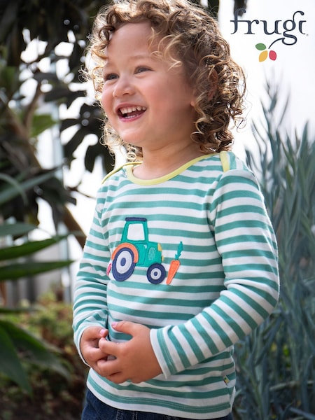 Frugi Blue Bobby 100% Organic Cotton Appliqué Top (F46904) | £20 - £22