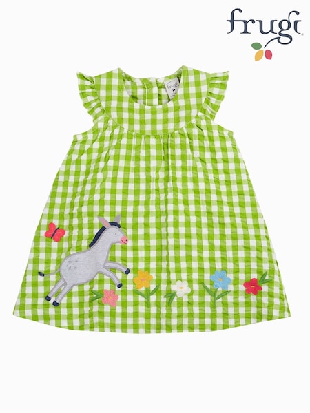 Frugi Green Easter Gingham Body Dress (F46912) | £38 - £40
