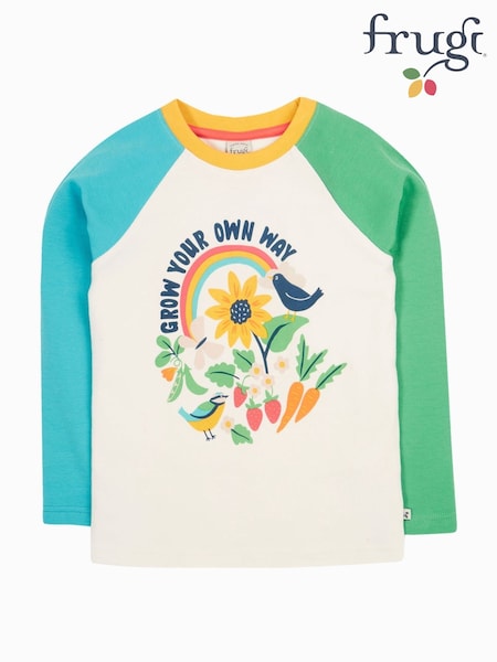 Frugi White Tamar Raglan 100% Organic Cotton Non Appliqué Top (F46925) | £18 - £22
