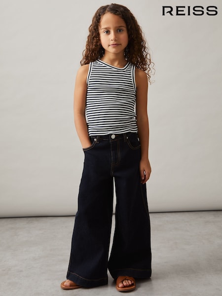 Reiss Navy Ali 4-9 yrs Stretch-Cotton Stripe Asymmetric Vest (F47038) | £16