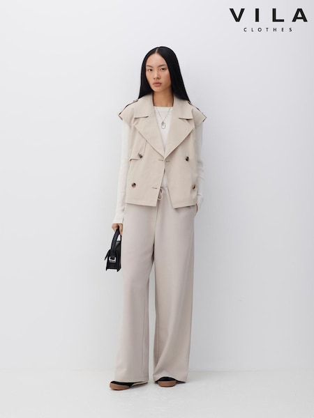VILA Grey Sleeveless Gilet Trench Coat (F47078) | £50