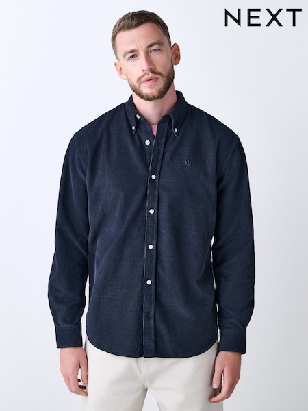 Charcoal Grey Long Sleeve Cord Shirt (F47090) | £38