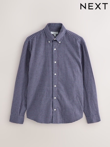 Navy Blue Long Sleeve Check Shirt (F47100) | £28