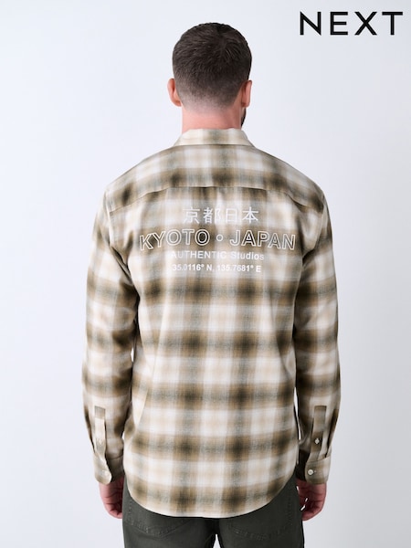 Neutral Back Printed Long Sleeve Check Shirt (F47103) | £32