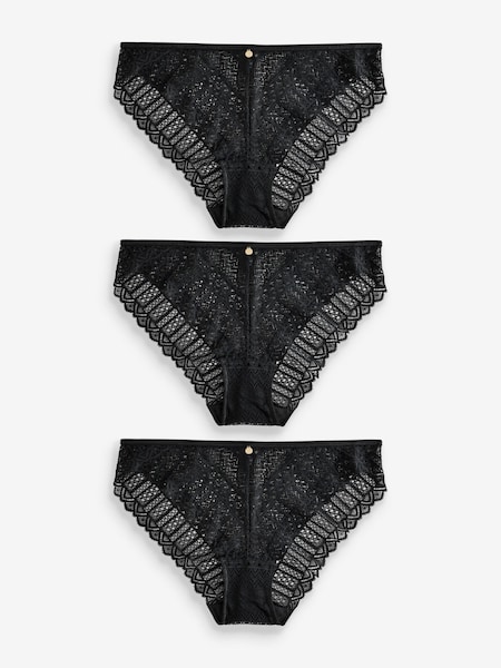 KBX Black High Leg Lace High Leg Knickers 3 Pack (F47121) | £18