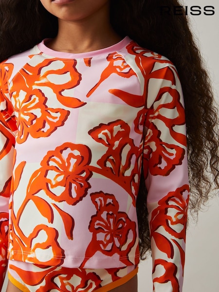 Reiss Pink Print Whitney Sun Safe Long-Sleeve Top (F47273) | £20