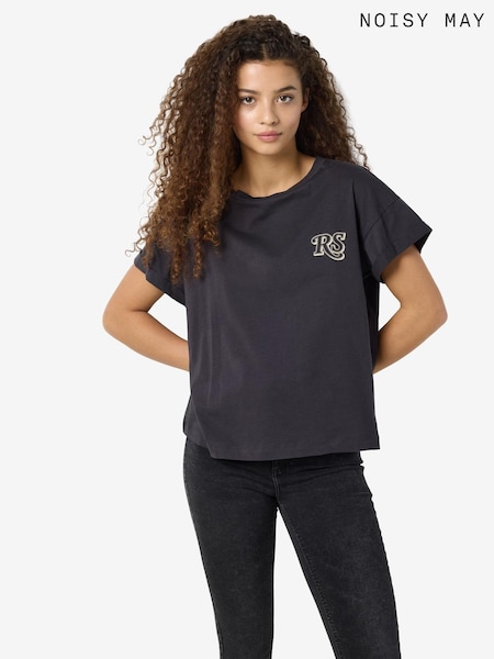 NOISY MAY Black Rolling Stones Graphic Back Print T-Shirt (F47384) | £24