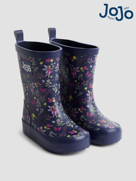 JoJo Maman Bébé Navy Fairy Floral Wellies (F47402) | £23.50 - £25.50