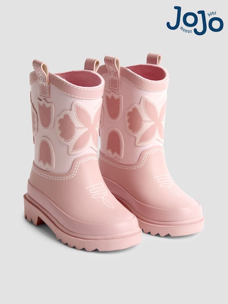 JoJo Maman Bébé Dusky Pink Cowboy Wellies (F47408) | £23.50 - £25.50
