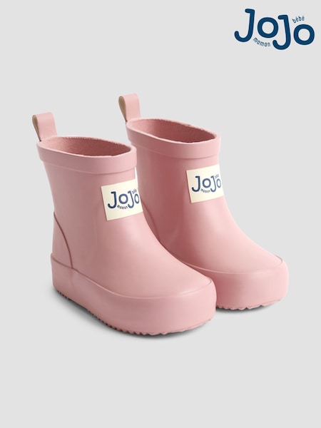 JoJo Maman Bébé Pale Pink Short Cosy Lined Flower Wellies (F47421) | £19.50 - £21.50